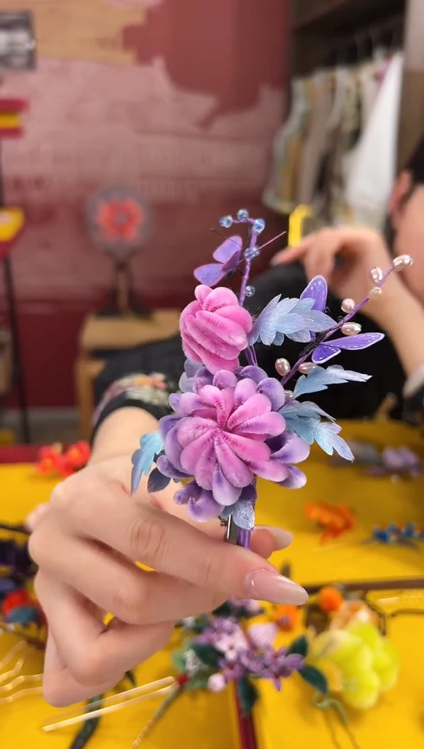 【闪购商品】刺绣 非遗绒花（发饰）