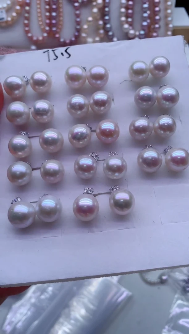 银S925镶嵌淡水珍珠耳饰多样性发其一，非无暇