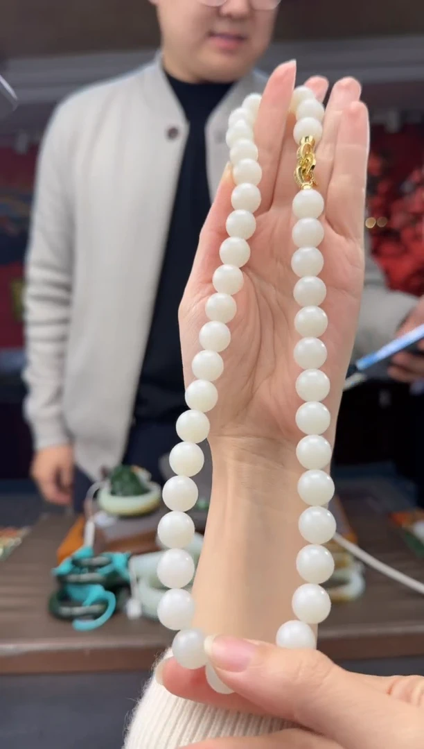 颈饰未镶嵌和田玉白玉妈妈链卡12