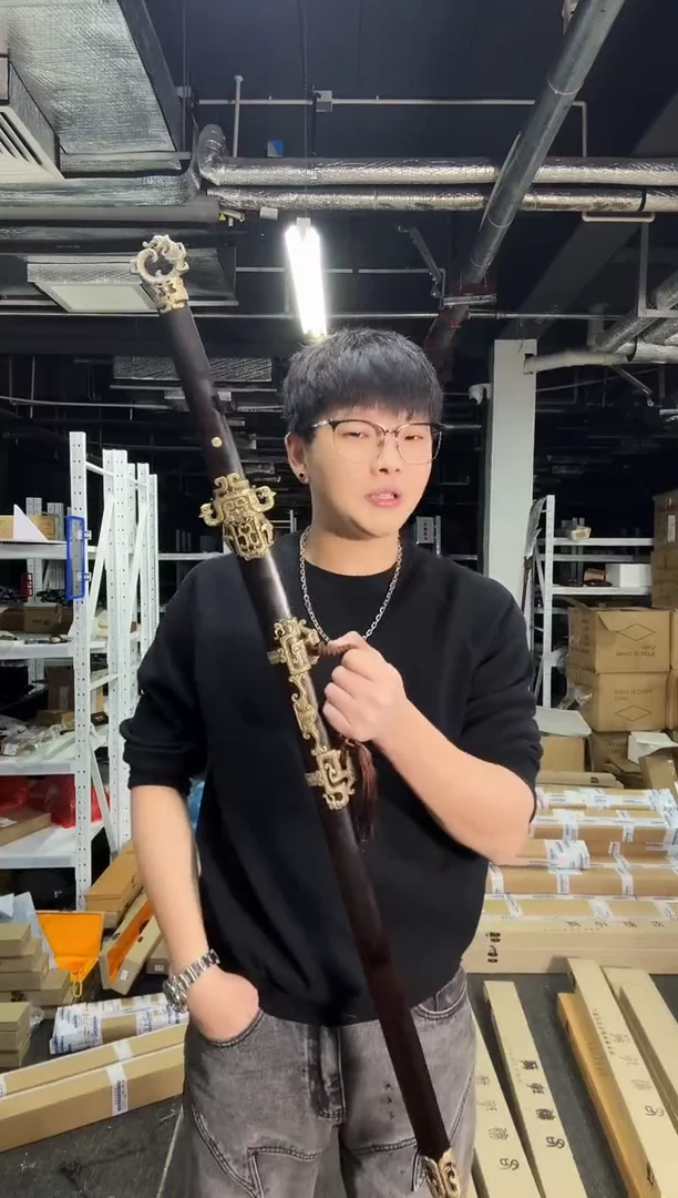 星辰唐刀 黄铜黑檀木 羽毛纹