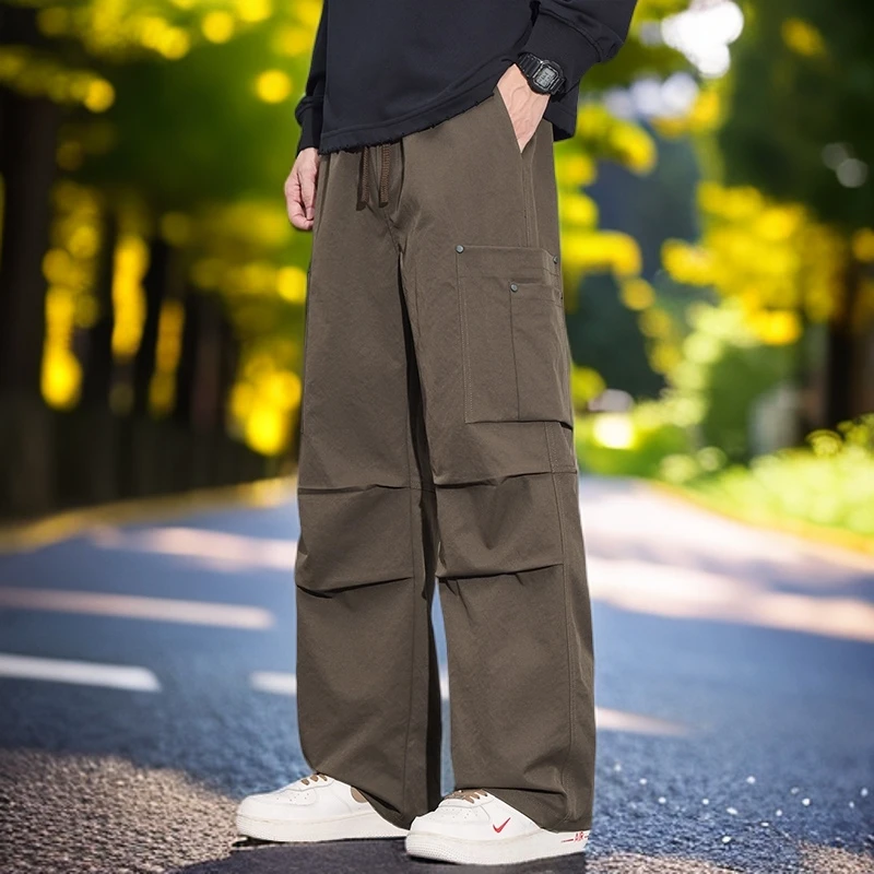 宽松秋季夏季男士春秋男款美式工装阔腿裤薄款休闲裤百搭潮流