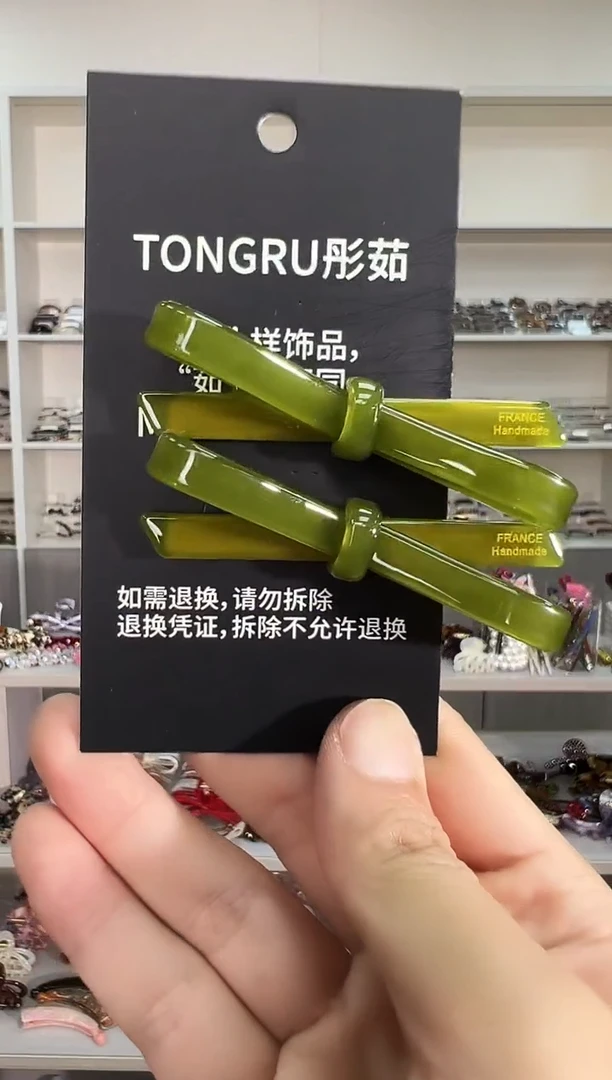 醋酸非金属韩国醋酸品牌发饰7cm蝴蝶结鸭嘴边夹一对