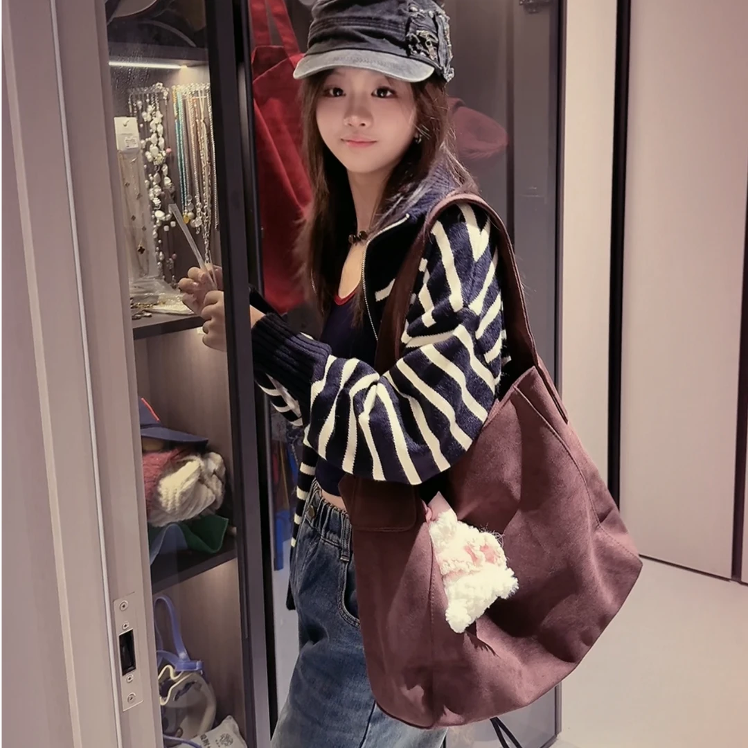 TTY  2025冬季黑白拼色双头拉链休闲针织条纹毛衣开衫外套278119