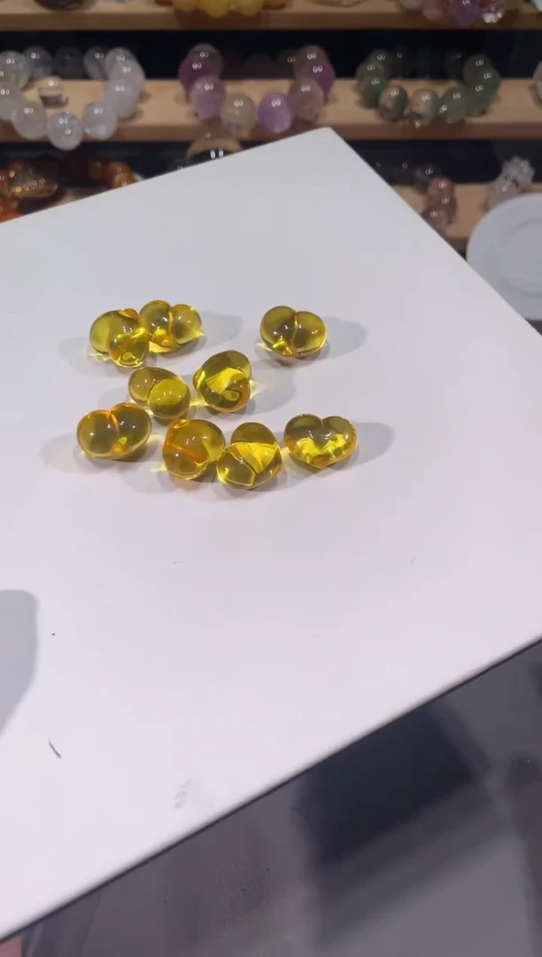 手链金珀未镶嵌A845金珀爱心多样性发一（默认竖孔）