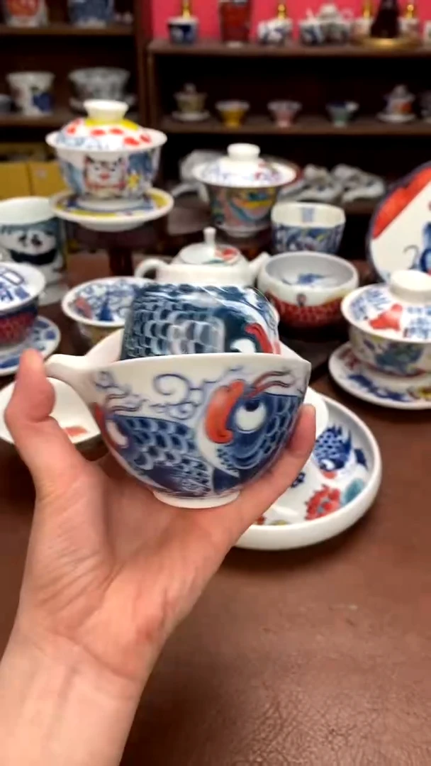 【闪购商品】龙鱼手抓壶+小压手景德镇昨明陶瓷