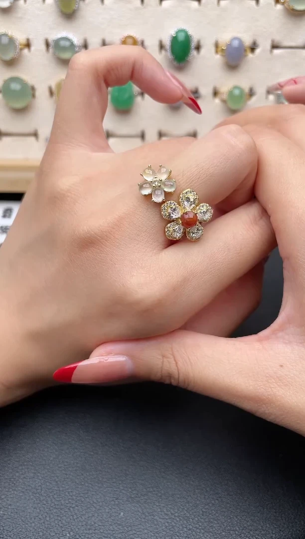 【闪购商品】翡翠戒指银S925镶嵌一物一证一礼盒