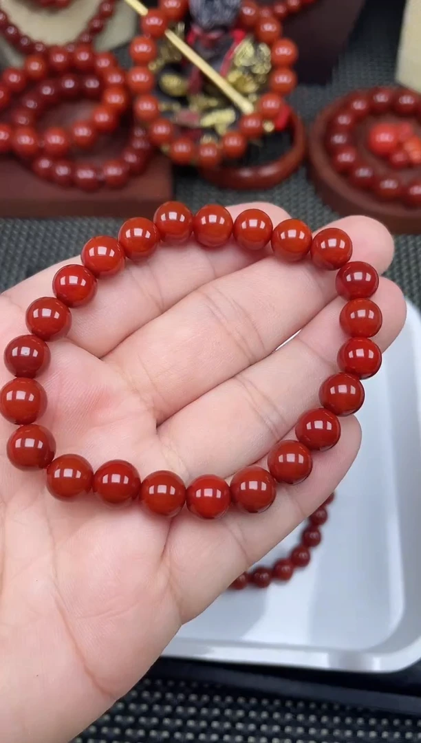 未镶嵌南红玛瑙珠宝半成品8mm牛血红手串