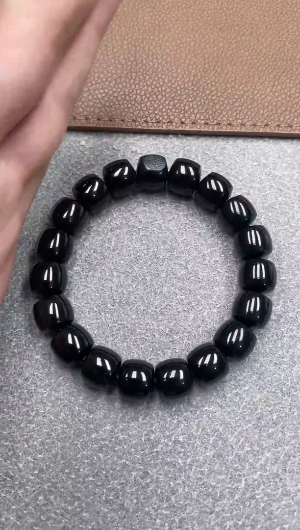 未镶嵌手串和田玉新疆塔县黑青12直切