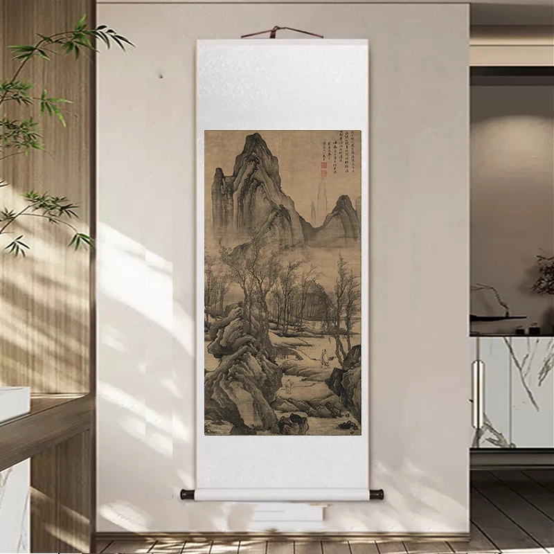 《步溪图》玄关装饰卷轴挂客厅沙发办公室茶室复刻|国字画