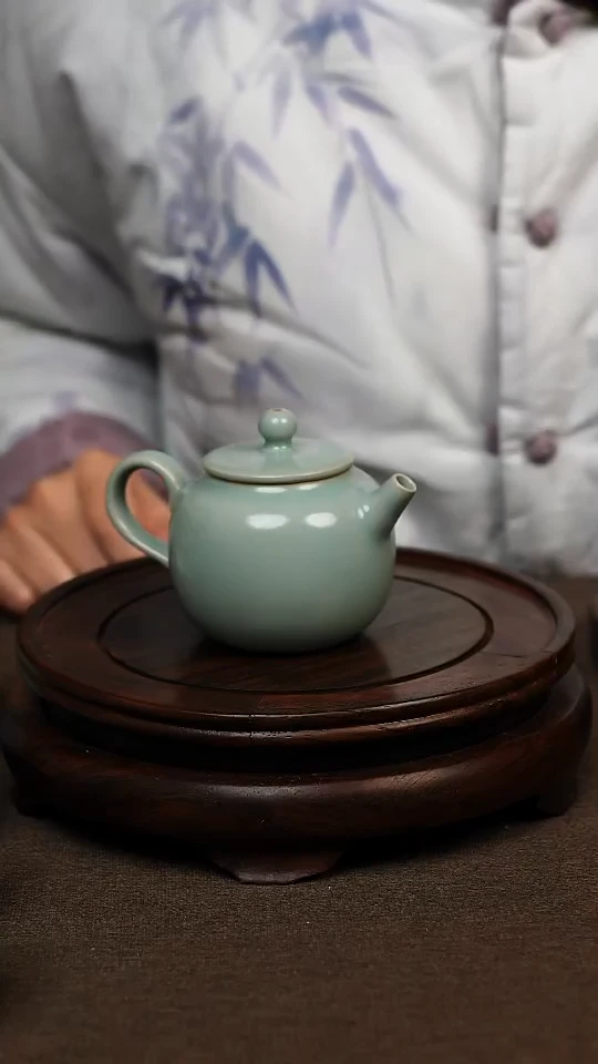 瓷片仿古天青手工小苹果140ml 微瑕 不带礼盒