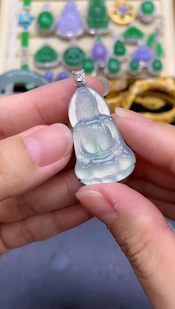 颈饰18K金镶嵌翡翠235-中国好珍宝