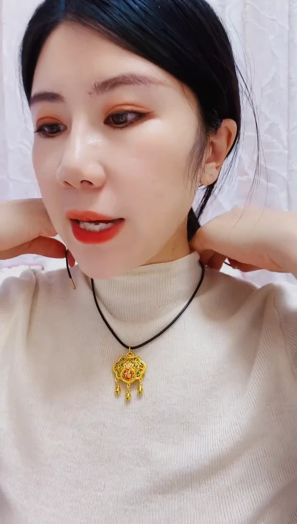 合金无058珐琅彩福锁吊坠