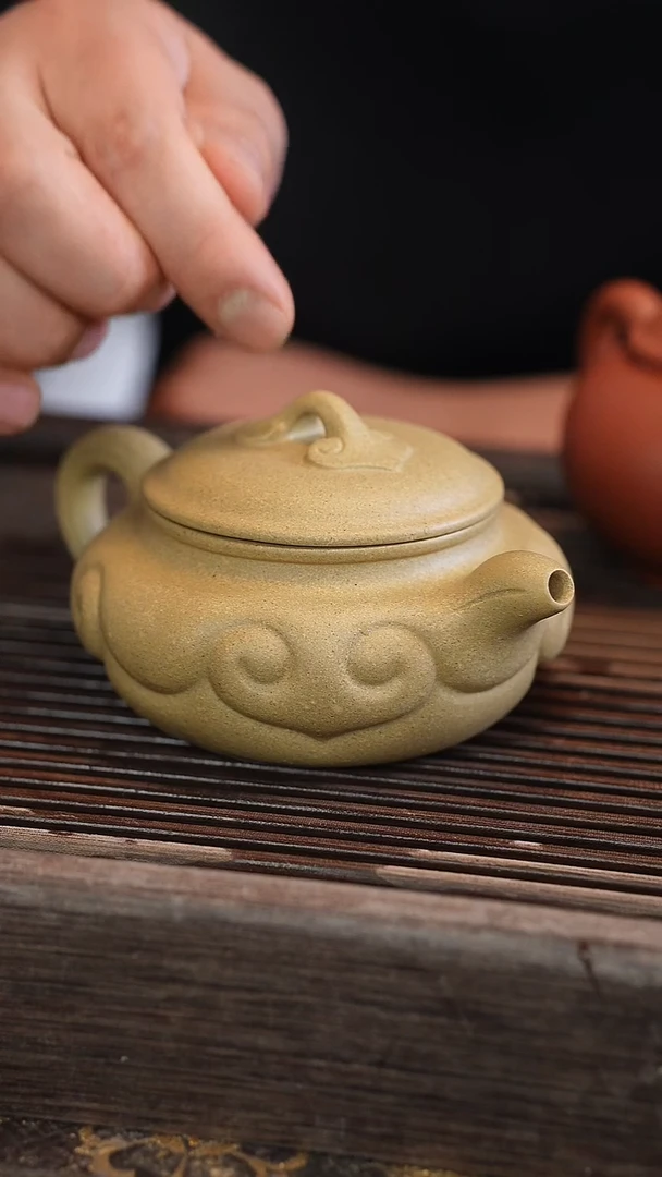 茶壶紫砂如意仿古 本绿 半手工 260cc