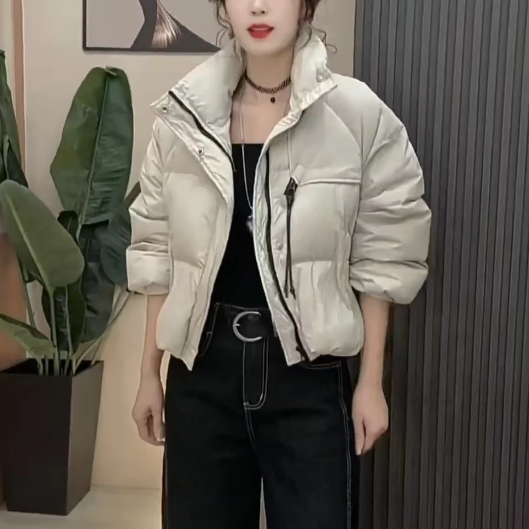 加厚保暖立领羽绒服女2025冬季新款韩版短款面包服设计感百搭外套