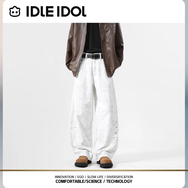 IDLE IDOL【酒窝专属】美式休闲脏脏风情侣牛仔裤春季新款直筒长裤