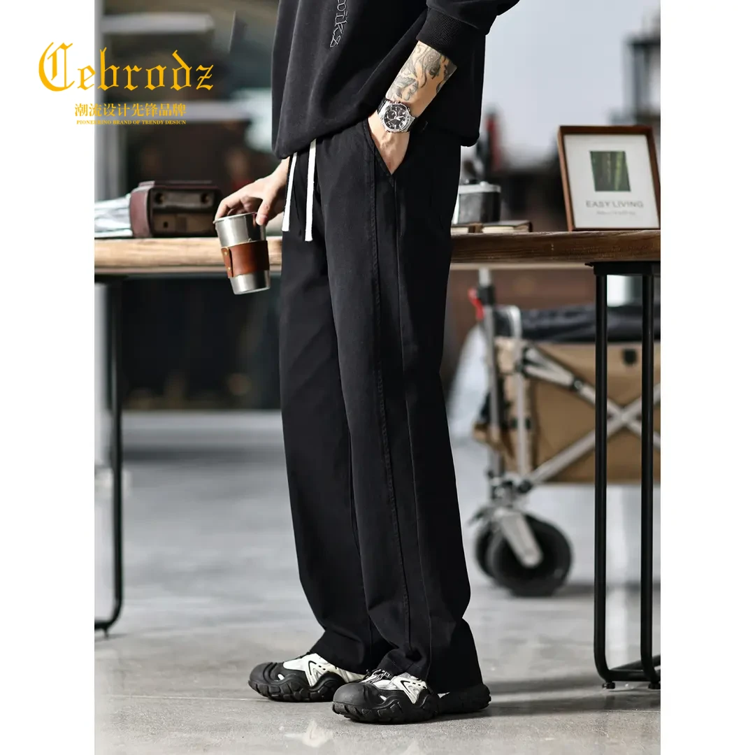 法国Cebrodz美拉德休闲裤男宽松直筒弯刀裤秋季2025新款美式工装