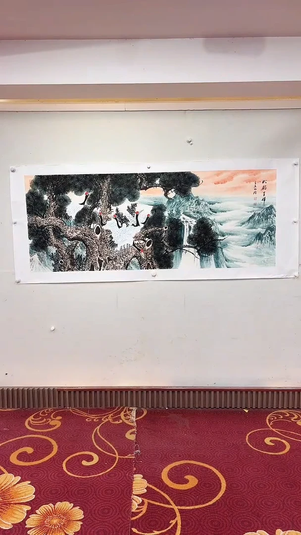 国画松鹤呈祥/6尺托底/雷畅胜