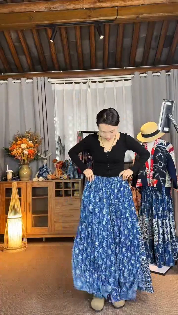 【闪购商品】设计师款蓝小花阔腿裤