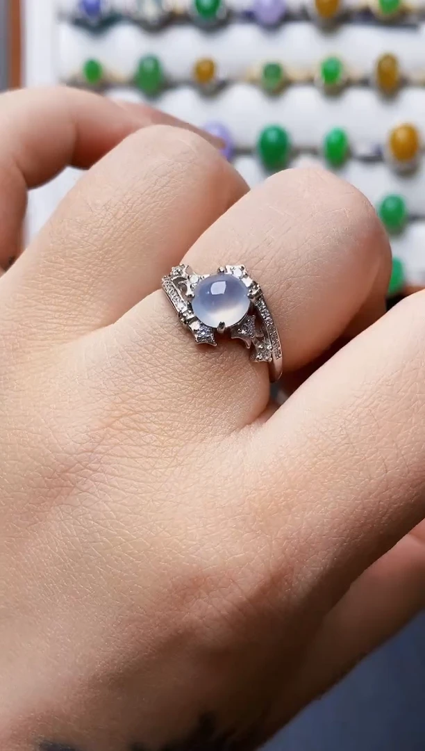 银S925镶嵌戒指翡翠0079