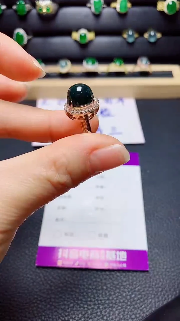 银S925镶嵌戒指翡翠天然翡翠A货s925银镶