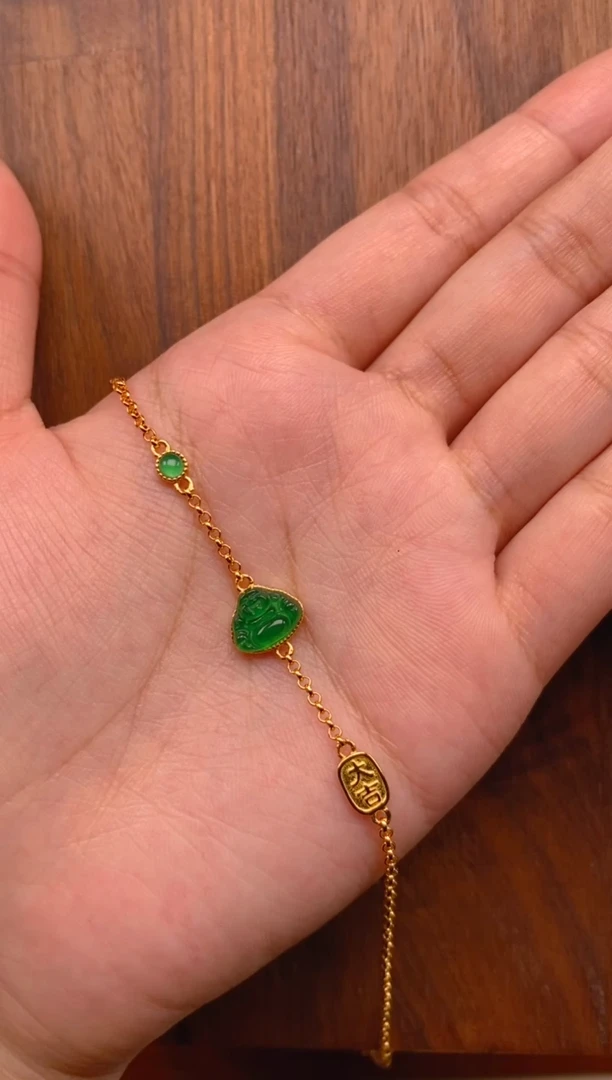 【闪购商品】翡翠手链银S925镶嵌佛公手链