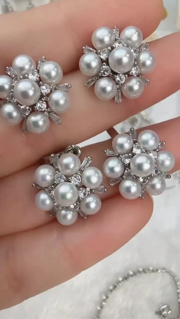 未镶嵌耳饰淡水珍珠七珠套装