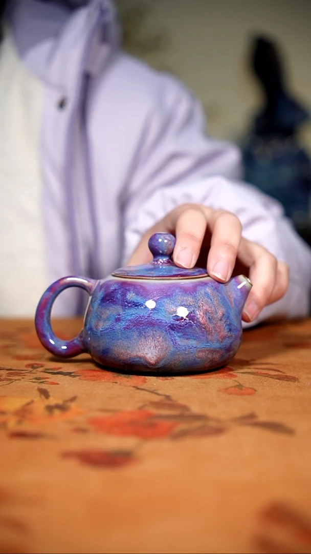 原矿石钧瓷茶器摆件