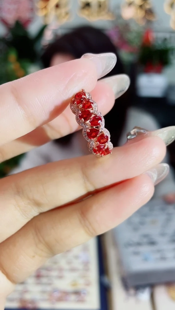 【闪购商品】彩色蓝宝石戒指银S925镶嵌戒指