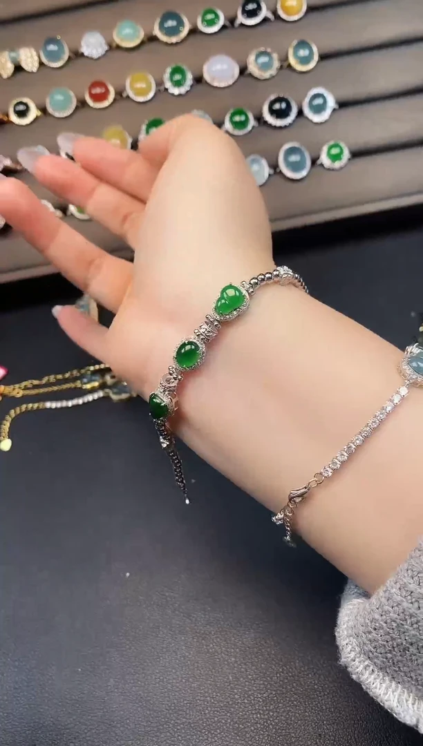 银S925镶嵌戒指翡翠43578