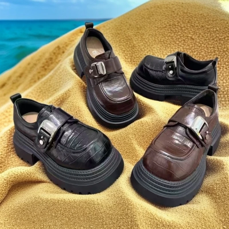 英伦深口复古乐福鞋百搭浅口女鞋春季中跟厚款韩版