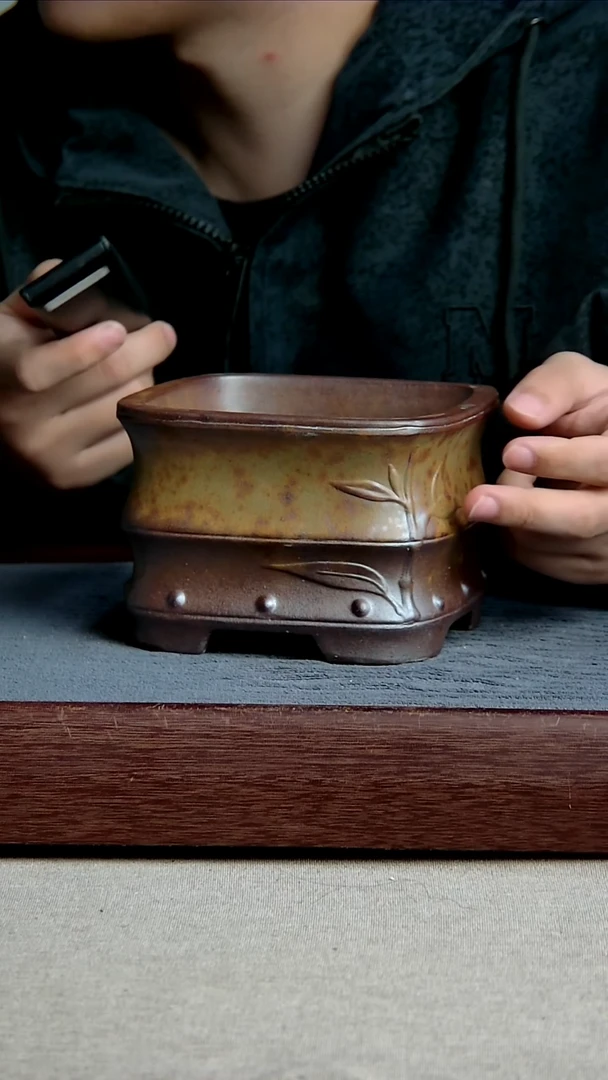 紫砂花盆12.5*8内径紫砂花盆【窑变】