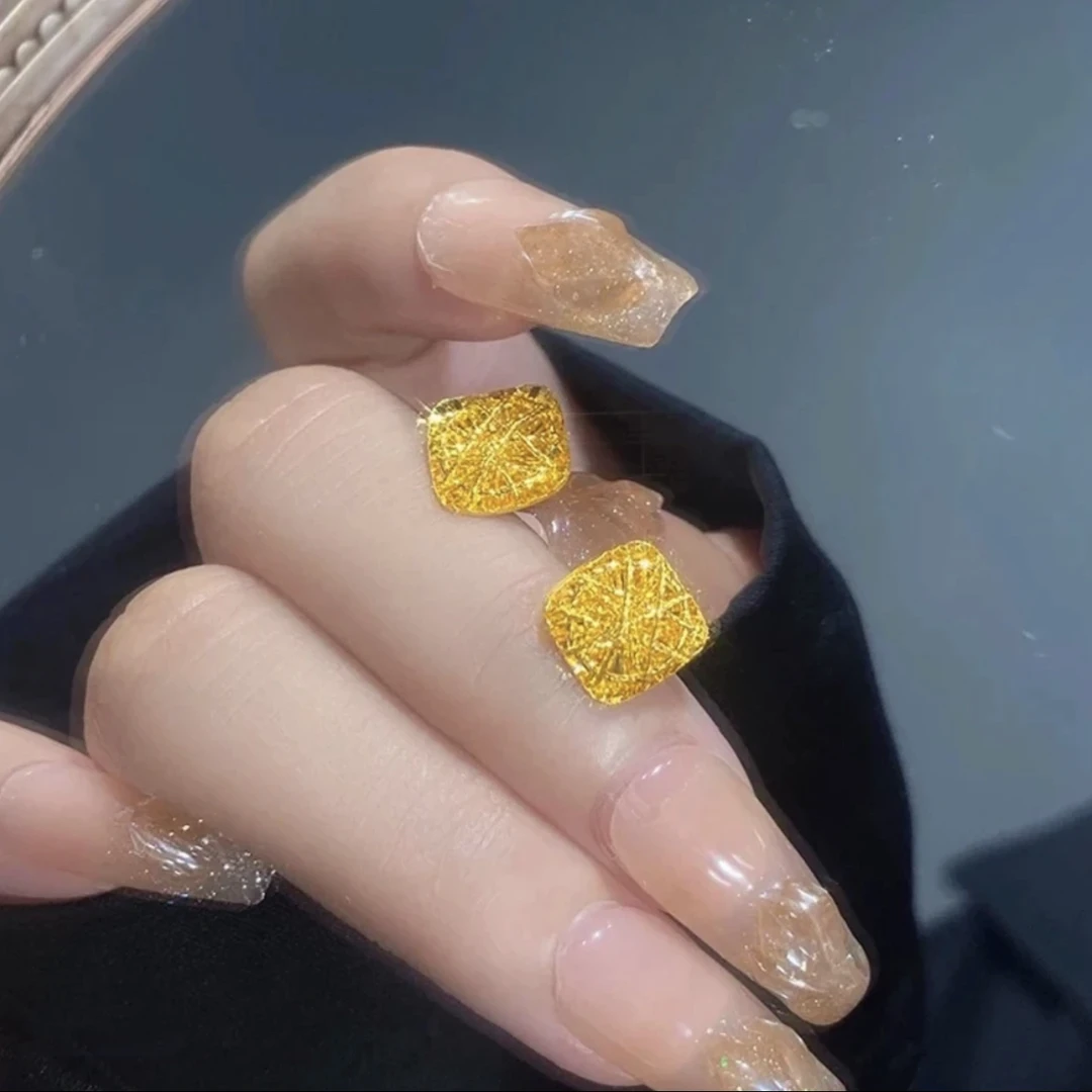 铜合金耳饰 新中式爆款金色小方糖耳钉女精致百搭气质高级