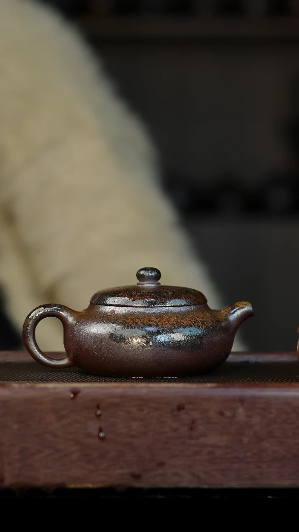 茶壶紫砂柴烧紫砂 天青矮梨180cc