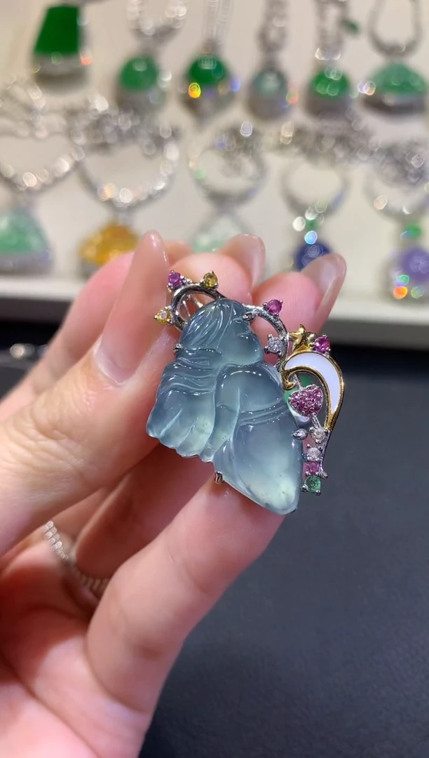 【闪购商品】翡翠吊坠(不含链)银S925镶嵌4-花仙子（多样性发货一件