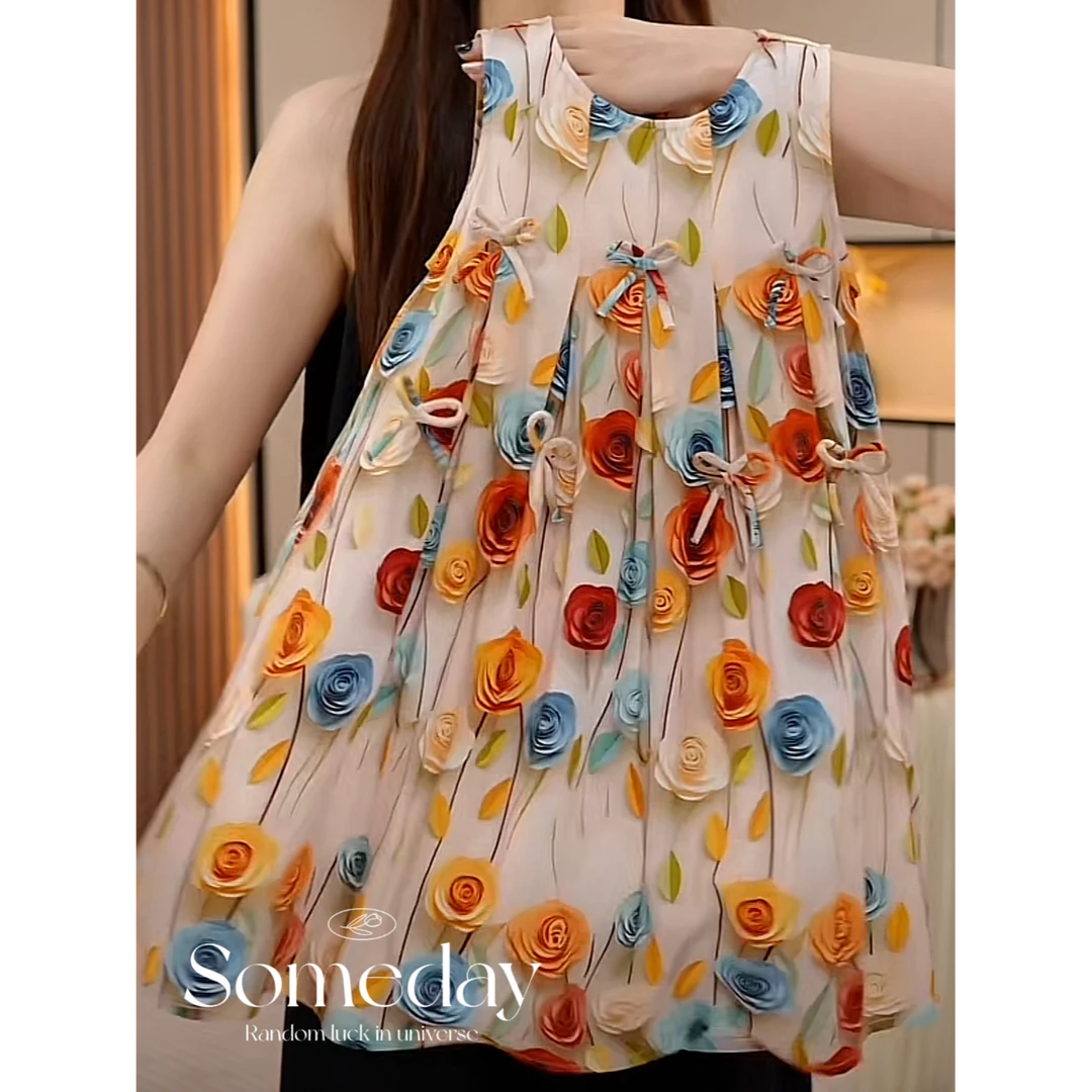 现货-【玫瑰花园】女童连衣裙2025新款亲子装洋气夏款女孩裙子度假