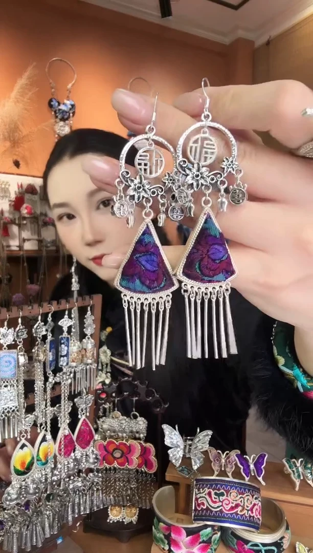 刺绣纯手工民族风耳环
