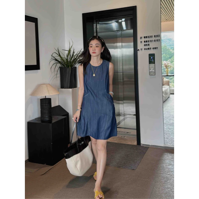 (实用主义)牛仔插兜柔软舒适背心裙