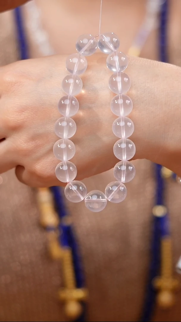 水晶手链未镶嵌12mm粉晶手串