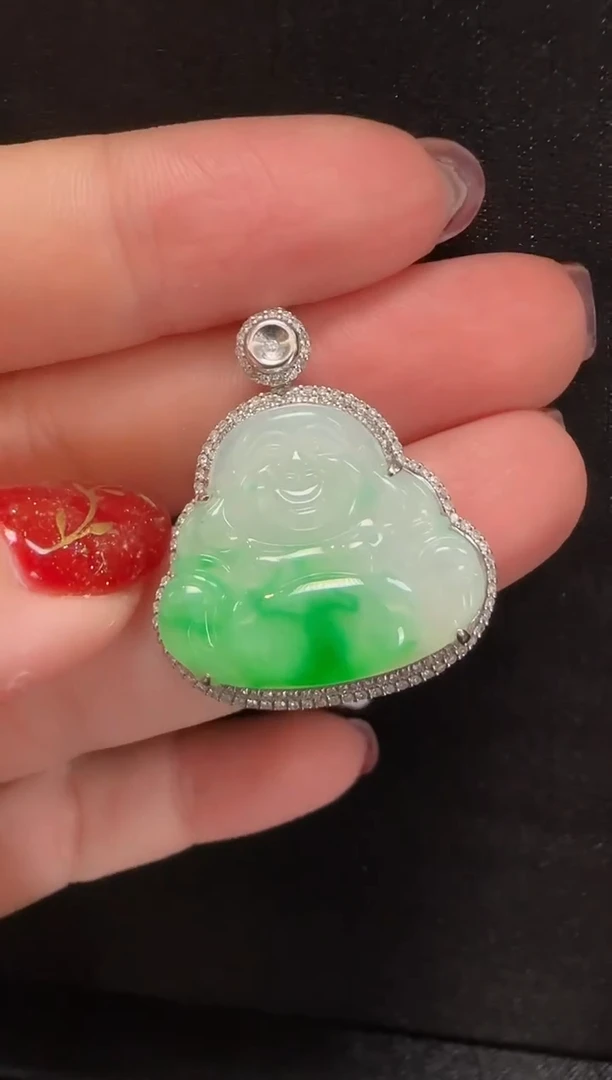 【闪购商品】翡翠颈饰18K金镶嵌004玉佛一个