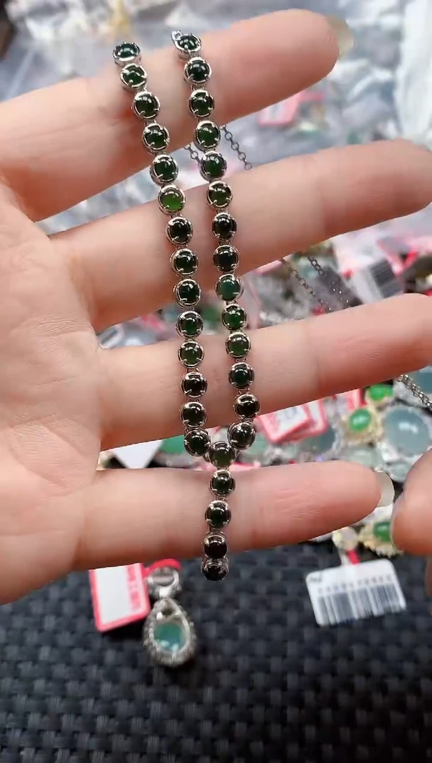 银S925镶嵌戒指翡翠天然A货缅甸翡翠