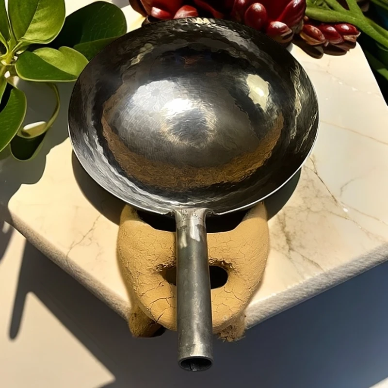 【章丘手工炒锅】章丘手工锻打炒菜铁锅无涂层不粘锅老师传统工艺