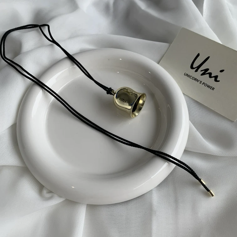 非金属棉绳项链 铃铛项链【薇薇绮】挂件百搭吊坠长款高级配饰 D730