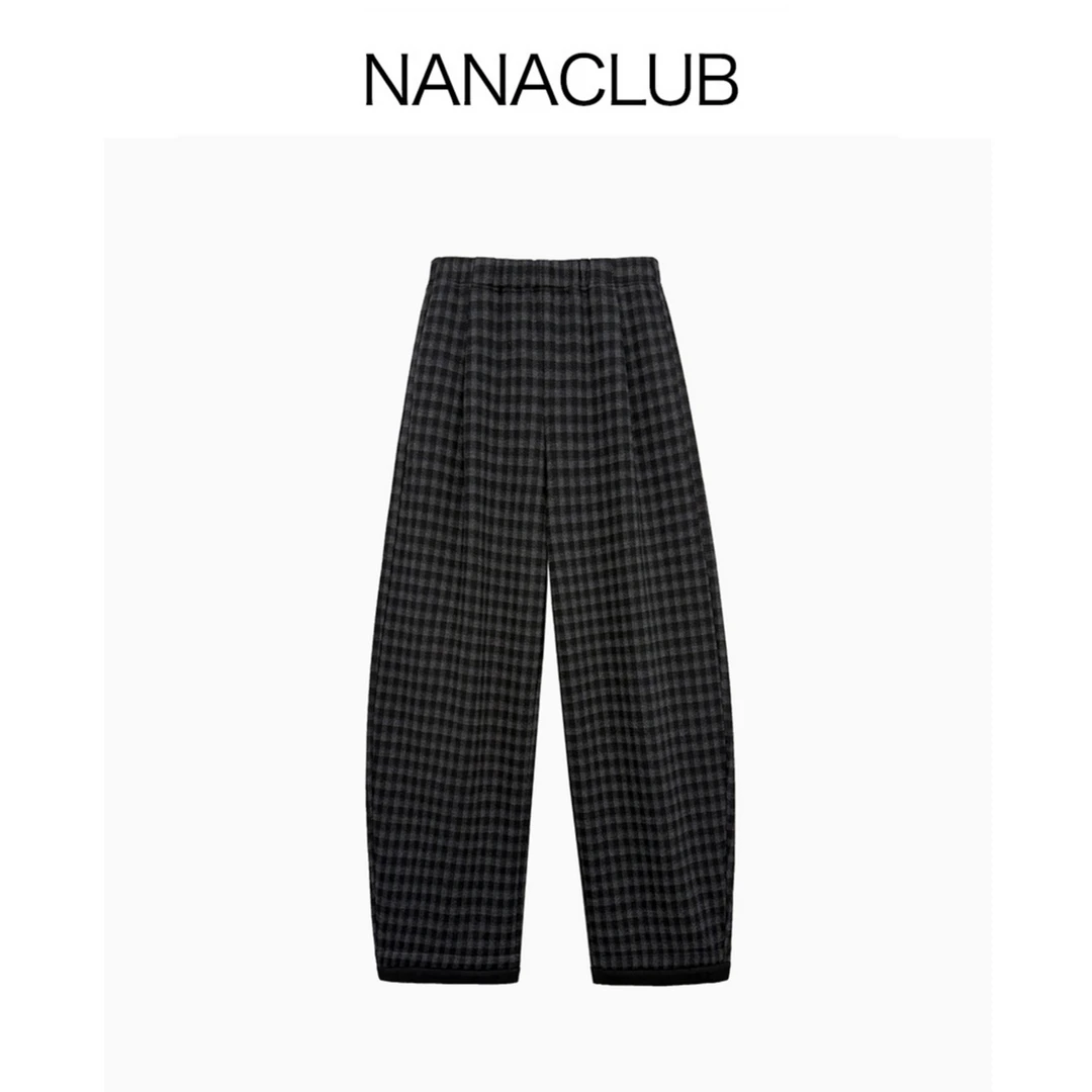 NANACLUB一条格子裤带来的惊喜 随便搭纯色上衣都好看 松弛小弯刀