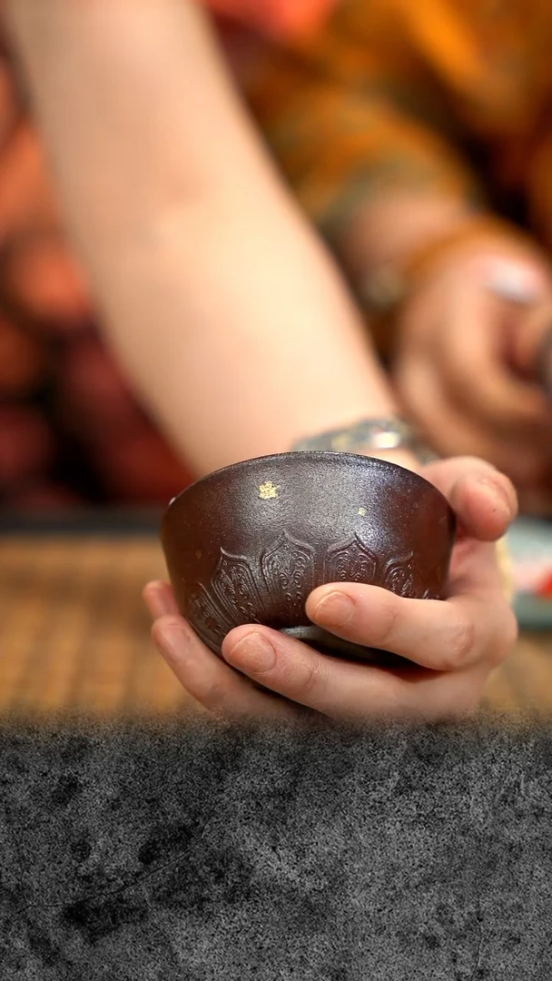 紫砂 宜兴紫砂 GFY  小叶紫檀   莲瓣杯