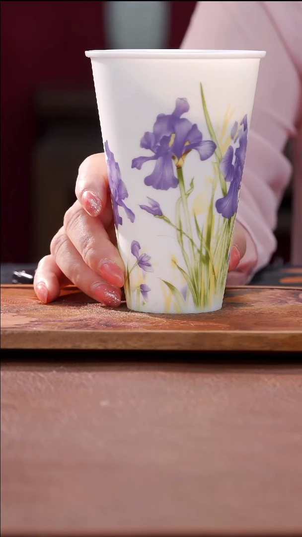 茶具中国白鸢尾花可乐杯@@CDQ-007