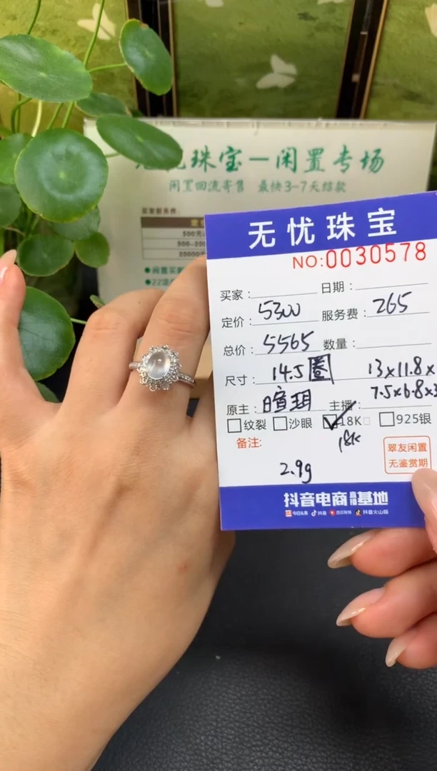 18K金镶嵌定制翡翠即****冰E216