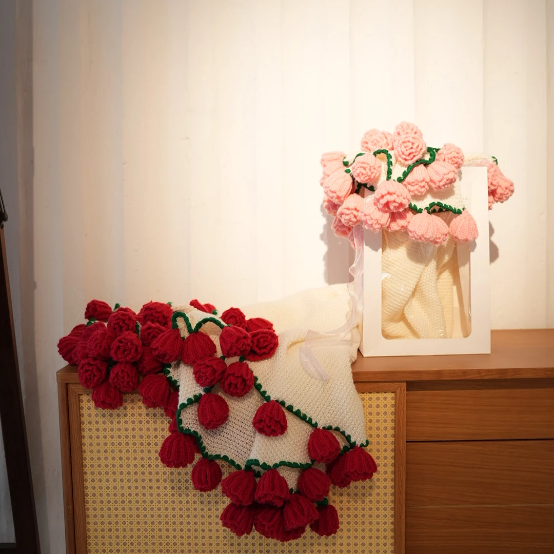 成品玫瑰花束毯子毛毯不是材料包手捧花直径玫瑰花毯子现货网红