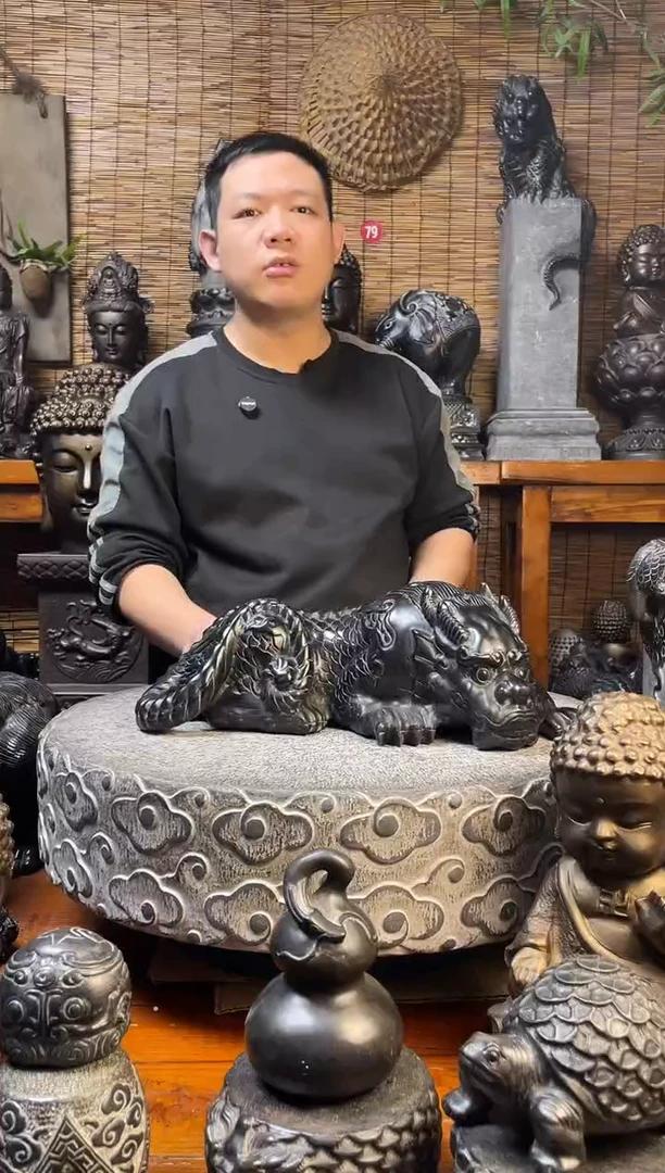 石材45趴吸水兽天然青石雕刻