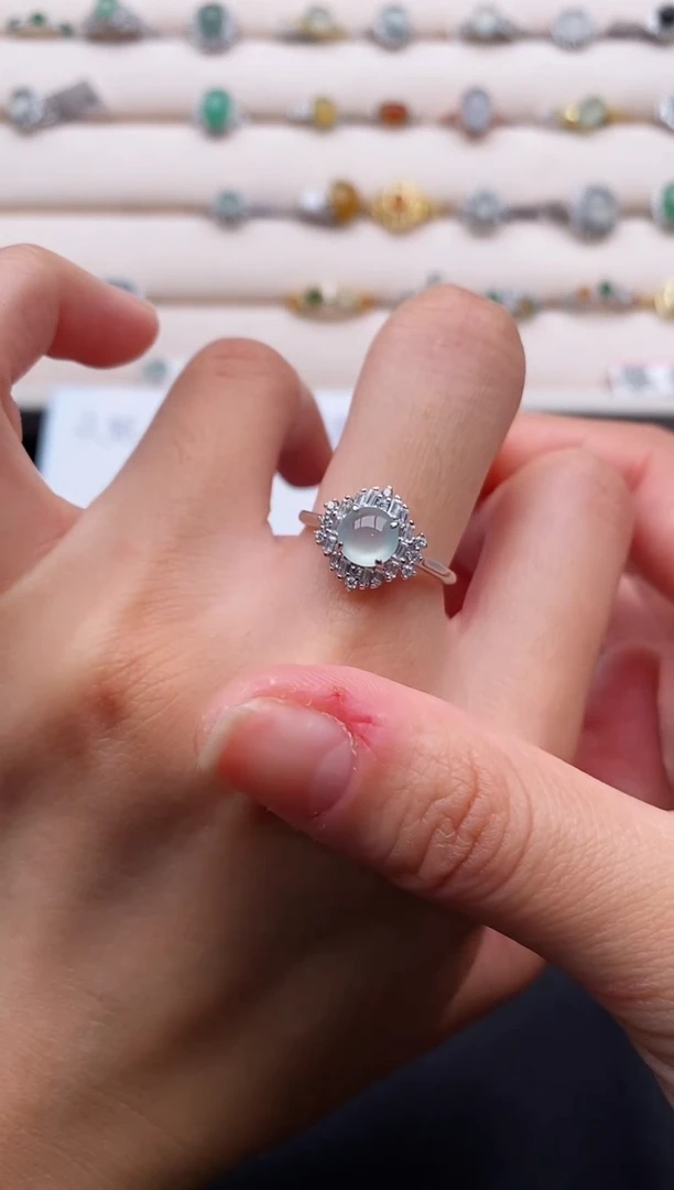 银S925镶嵌戒指翡翠55555555+6