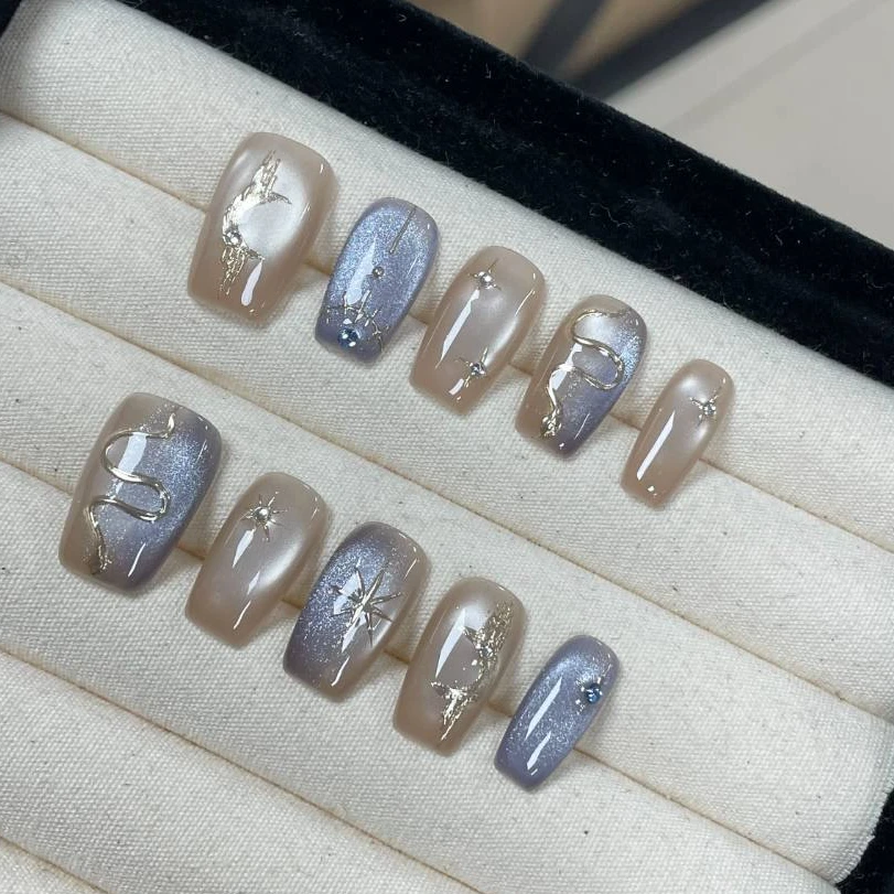 设计师专款【尼克斯】纯手工短款穿戴甲（送高级工具包）美甲